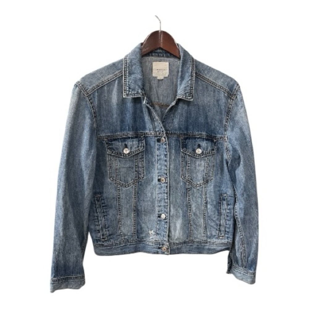 Distressed American Eagle Denim/Jean Jacket Size L Women - Picture 2 of 9